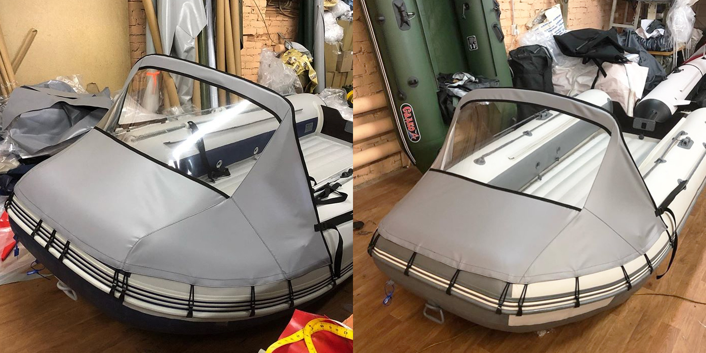 Тент носовой на лодку длиной 450-550 со стеклом