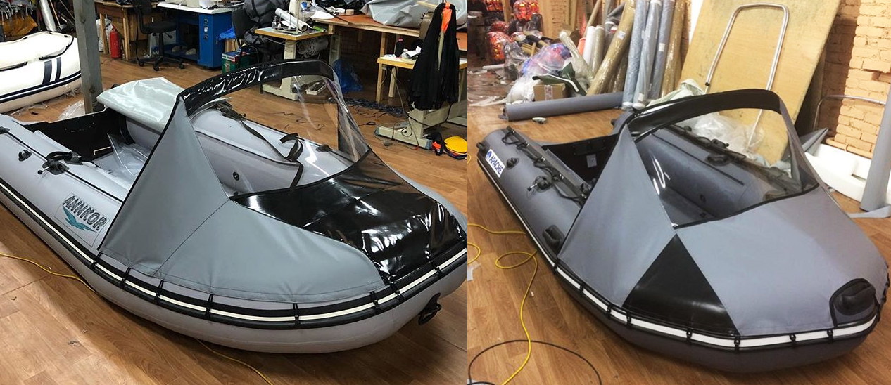 Тент носовой на лодку длиной 450-550 со стеклом